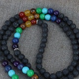 Seven Chakra Lava Stone Japa Mala