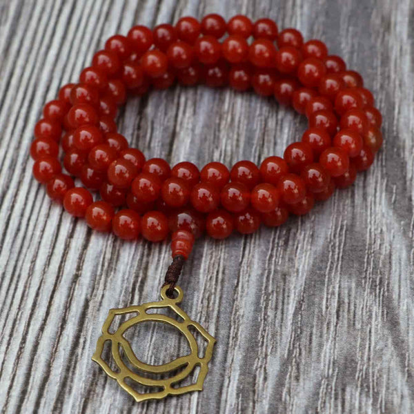 Seven Chakra Carnelian Stone Japa Mala